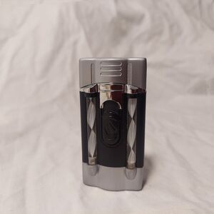 Vintage Eclipse Novelty Switchable Double Flame Pocket Lighter - Black
